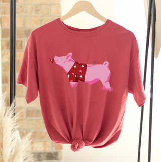 Valentine Sweater Pig ComfortWash/ComfortColor T-Shirt (S-4XL) - Multiple Colors!