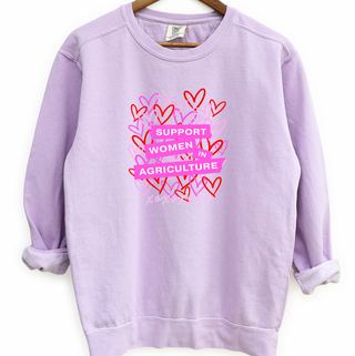 Hearts Support Women in Ag Crewneck (S-3XL) - Multiple Colors!