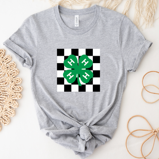 4-H Checker Clover T-Shirt (XS-4XL) - Multiple Colors!