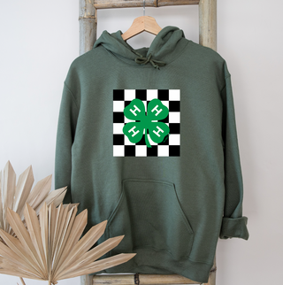 4-H Checker Clover Hoodie (S-3XL) Unisex - Multiple Colors!