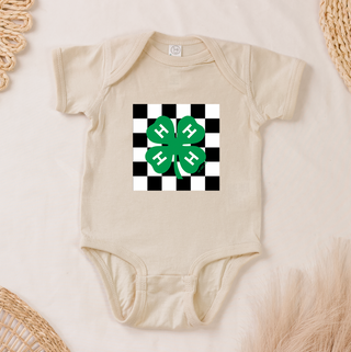 4-H Checker Clover One Piece/T-Shirt (Newborn - Youth XL) - Multiple Colors!