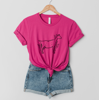 Floral Sketch Dairy Goat T-Shirt (XS-4XL) - Multiple Colors!