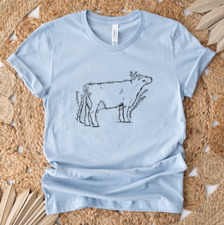 Floral Sketch Dairy Cow T-Shirt (XS-4XL) - Multiple Colors!