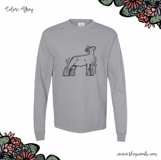 Floral Sketch Lamb LONG SLEEVE T-Shirt (S-3XL) - Multiple Colors!