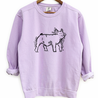 Floral Sketch Pig Crewneck (S-3XL) - Multiple Colors!