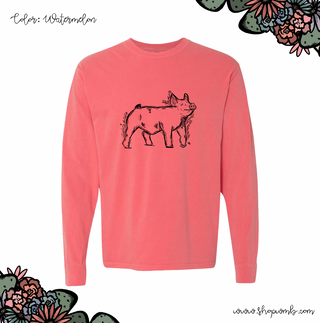 Floral Sketch Pig LONG SLEEVE T-Shirt (S-3XL) - Multiple Colors!