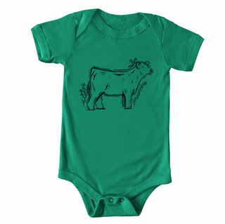 Floral Sketch Cow One Piece/T-Shirt (Newborn - Youth XL) - Multiple Colors!