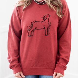 Floral Sketch Goat Crewneck (S-3XL) - Multiple Colors!