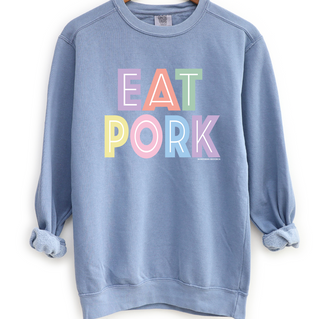 Pastel Lines Eat Pork Crewneck (S-3XL) - Multiple Colors!