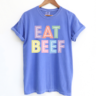 Pastel Lines Eat Beef ComfortWash/ComfortColor T-Shirt (S-4XL) - Multiple Colors!