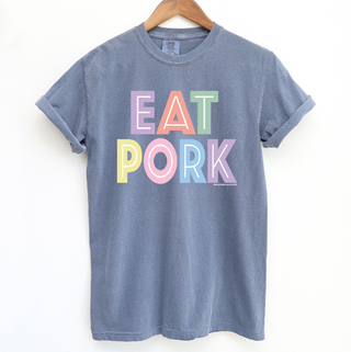 Pastel Lines Eat Pork ComfortWash/ComfortColor T-Shirt (S-4XL) - Multiple Colors!