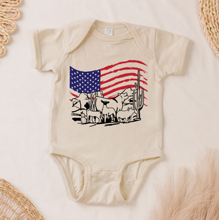 Flag Livestock One Piece/T-Shirt (Newborn - Youth XL) - Multiple Colors!