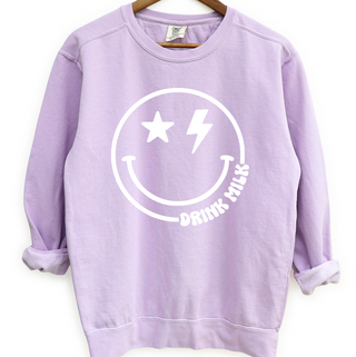 Smile Drink Milk White Ink Crewneck (S-3XL) - Multiple Colors!