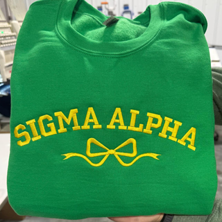 MARCH PREORDER - Sigma Alpha BOW Embroidered Crewneck - SHIPS IN 3-4 WEEKS