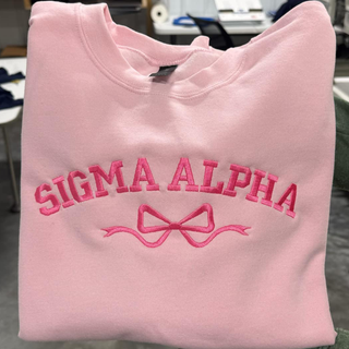 MARCH PREORDER - Sigma Alpha BOW Embroidered Crewneck - SHIPS IN 3-4 WEEKS