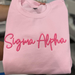 MARCH PREORDER - Sigma Alpha PUFF Embroidered Crewneck - SHIPS IN 3-4 WEEKS