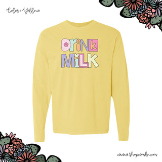 Pastel Drink Milk LONG SLEEVE T-Shirt (S-3XL) - Multiple Colors!