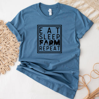 Eat Sleep Farm Repeat T-Shirt (XS-4XL) - Multiple Colors!