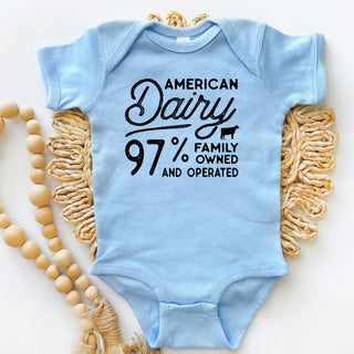 American Dairy - 97% Family Owned & Operated One Piece/T-Shirt (Newborn - Youth XL) - Multiple Colors!