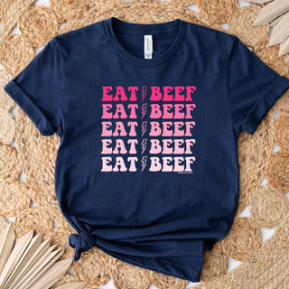 Eat Beef Lightning Bolt Pink T-Shirt (XS-4XL) - Multiple Colors!