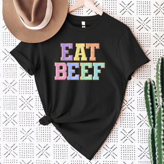 Faux Chenille Eat Beef T-Shirt (XS-4XL) - Multiple Colors!