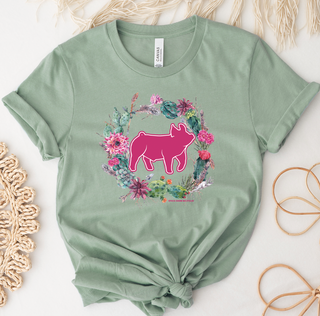 Pig Cactus Wreath T-Shirt (XS-4XL) - Multiple Colors!