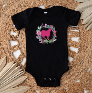 Heifer Cactus Wreath One Piece/T-Shirt (Newborn - Youth XL) - Multiple Colors!