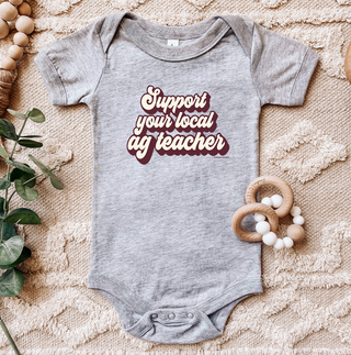 Retro Support Your Local Ag Teacher Maroon One Piece/T-Shirt (Newborn - Youth XL) - Multiple Colors!