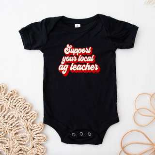 Retro Support Your Local Ag Teacher Red One Piece/T-Shirt (Newborn - Youth XL) - Multiple Colors!