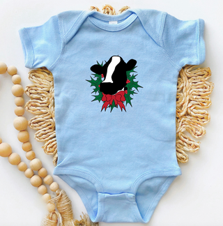 Dairy Cow Christmas Wreath One Piece/T-Shirt (Newborn - Youth XL) - Multiple Colors!