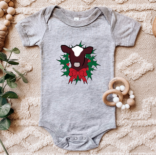 Shorthorn Christmas Wreath One Piece/T-Shirt (Newborn - Youth XL) - Multiple Colors!