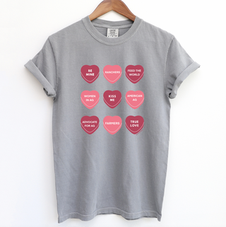 Agriculture Candy Hearts ComfortWash/ComfortColor T-Shirt (S-4XL) - Multiple Colors!