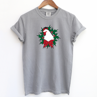 Chicken Christmas Wreath ComfortWash/ComfortColor T-Shirt (S-4XL) - Multiple Colors!