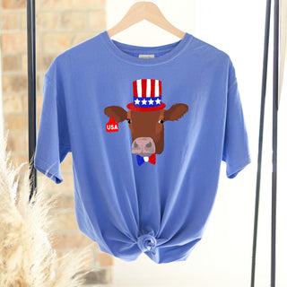 Red, White & Blue Steer ComfortWash/ComfortColor T-Shirt (S-4XL) - Multiple Colors!